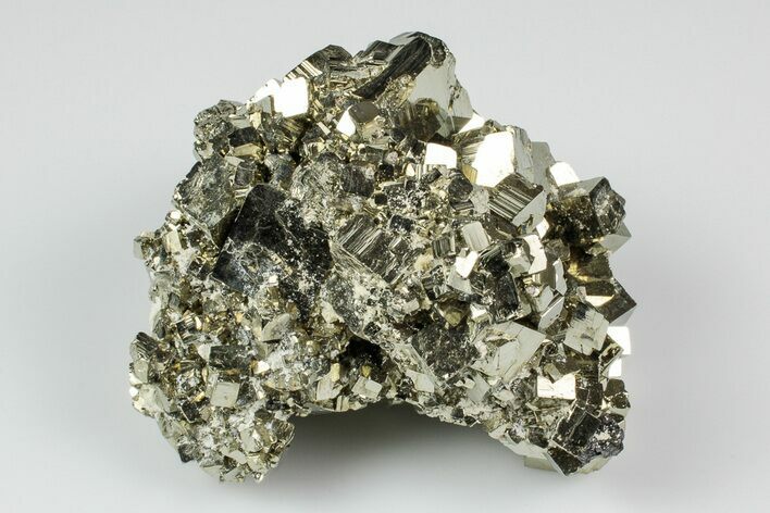 Shiny, Cubic Pyrite Crystal Cluster - Peru #195738